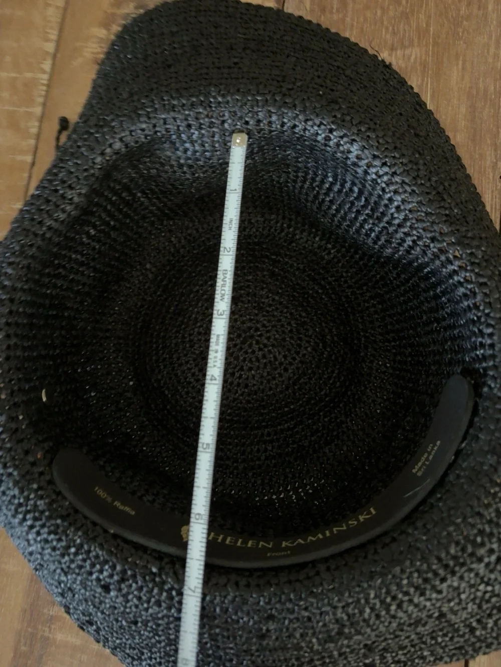 Helen Kaminski Black Raffia Wide Brim Sun Hat Made in Sri Lanka